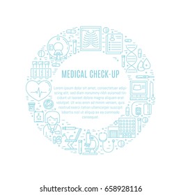 Vector Medical diagnostic poster template in trendy linear style. Healthcare banner design