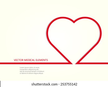 Vector medical elements with line heart