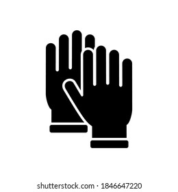 Icono de guantes médicos vectores, equipo protector de coronavirus, símbolo de prevención Covid-19 sobre fondo blanco aislado para UI/UX y sitio web.