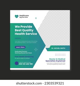 Vector medical healthcare  and medical service social media post layout design template