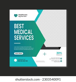 Vector medical healthcare  and medical service social media post layout design template