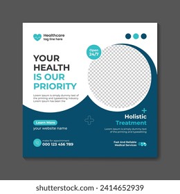 Vector medical healthcare  and medical service social media post layout design template