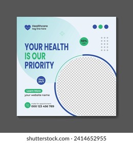 Vector medical healthcare  and medical service social media post layout design template