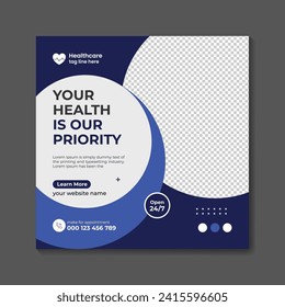 Vector medical healthcare  and medical service social media post layout design template