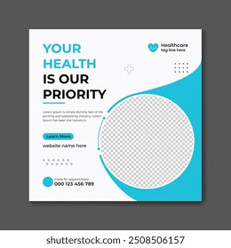 Vector medical healthcare  and medical service social media post  design template