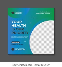 Vector medical healthcare  and medical service social media post  design template