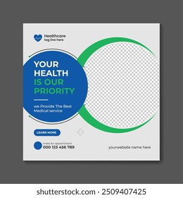 Vector medical healthcare  and medical service social media post  design template