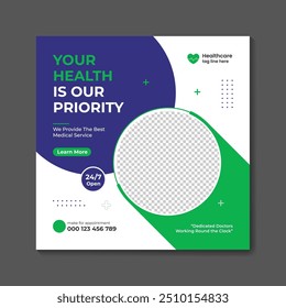 Vector medical healthcare  and medical service social media post  design template
