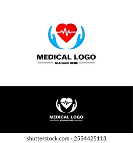 vector medical heart logo design
