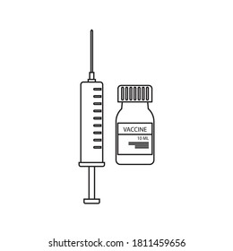 vector medical icon for pandemic vaccine ampoule and syringe. Image of covid-19 vaccine and syringe. Illustration of antiviral vaccine on white background