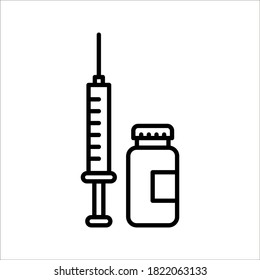 vector medical icon for pandemic vaccine ampoule and syringe. Image of covid-19 vaccine and syringe. Illustration of antiviral vaccine eps 10