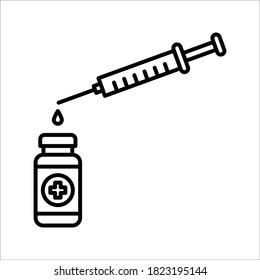 vector medical icon for pandemic vaccine ampoule and syringe. Image of covid-19 vaccine and syringe. Illustration of antiviral vaccine eps 10