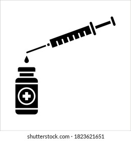 vector medical icon for pandemic vaccine ampoule and syringe. Image of covid-19 vaccine and syringe. Illustration of antiviral vaccine eps 10