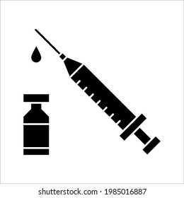 vector medical icon for pandemic vaccine ampoule and syringe. Image of covid-19 vaccine and syringe. Illustration of antiviral vaccine eps 10