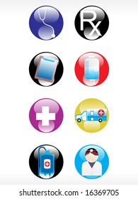 estilo web 2.0 de la serie de iconos médicos vectoriales