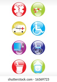 estilo web 2.0 de la serie de iconos médicos vectoriales