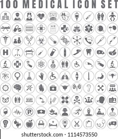 Vector Medical Icon Set Of 100 Medical & Hospital Icons.
