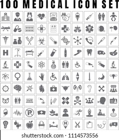 Vector Medical Icon Set Of 100 Medical & Hospital Icons.