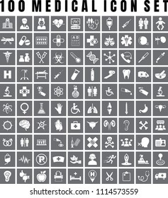 Vector Medical Icon Set Of 100 Medical & Hospital Icons.