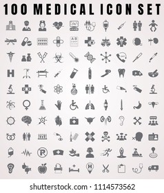 Vector Medical Icon Set Of 100 Medical & Hospital Icons.
