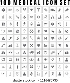 Vector Medical Icon Set Of 100 Medical & Hospital Icons.