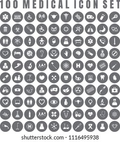 Vector Medical Icon Set Of 100 Medical & Hospital Icons.