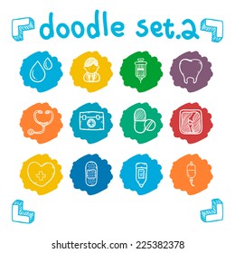 vector medical icon set doodle style