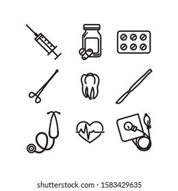 Vector medical icon set. Flat illustration of medical stuff isolated on white background. Icon vector illustration sign symbol.
