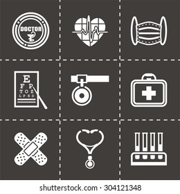 Vector Medical icon set on black background