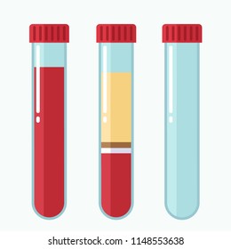 Vector medical icon structure and blood components. Illustration of a flask with blood components; a test tube with blood, a medical test tube.