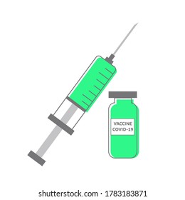 vector Medical icon vaccine and syringe, covid-19
