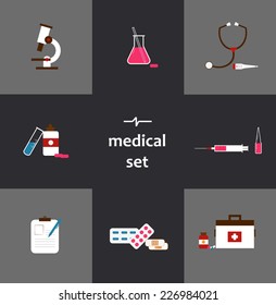 Vector - Medical icons, flat set