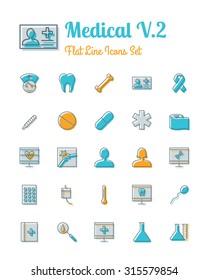 vector medical icons set flat line style