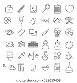 Vector Medical Icons Set. Line vector