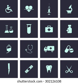 Vector Medical Icons Set For Web & Mobile. EPS-10.