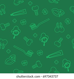 Vector medical illustration. Seamless pattern with medical icons. Repeated texture for presentation and background. Line art elements.