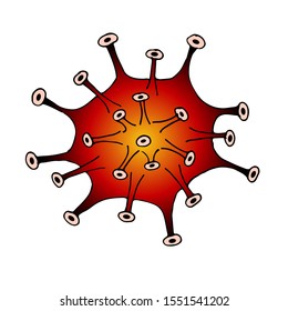 Vector medical illustration. Set of bacteria isolated on white.  Spikes and eyes. Unknown fantasy creature
