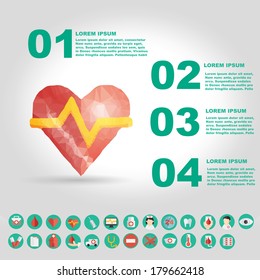 Vector medical infographic element with icon in crumpled paper 