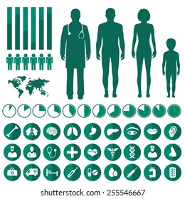 Vector Medical Infographic, Human Body Anatomy, Health Vector Icons