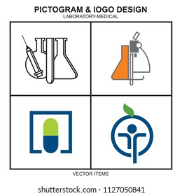 Vector medical and laboratory Logos and pictograms. More Items are available