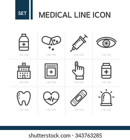 Vector medical line icon set