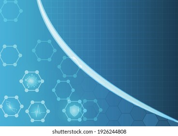 Vector : Medical logo with blue hexagons background
