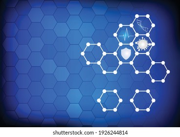 Vektorgrafik: Medizinisches Logo auf blauem Hexagonhintergrund