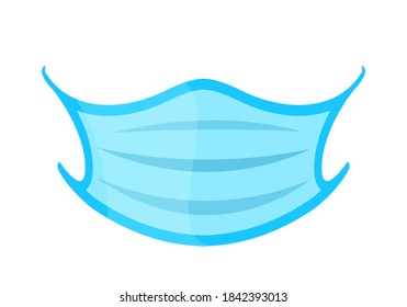 vector medical mask isolated on white, mock-up face blue mask for clip art, the mask of flu protection