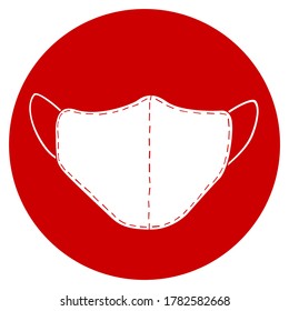 Vector medical mask red icon. Healthcare design. Simple hand drawn illustration