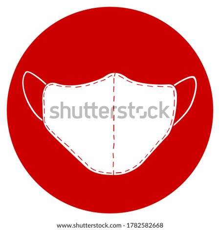 Vector medical mask red icon. Healthcare design. Simple hand drawn illustration