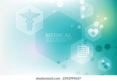 Vector medical modern background.geometric hexagon shape.medical icons wallpaper.