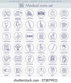 Vector medical outline icon set. Elegant thin line style design.