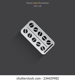 Vector medical package drugs flat icon. Eps 10.
