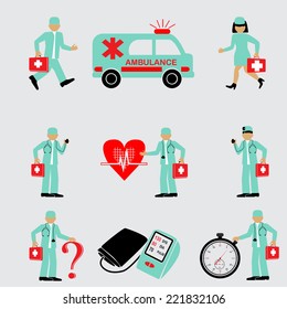 Vector medical people with stethoscopes.